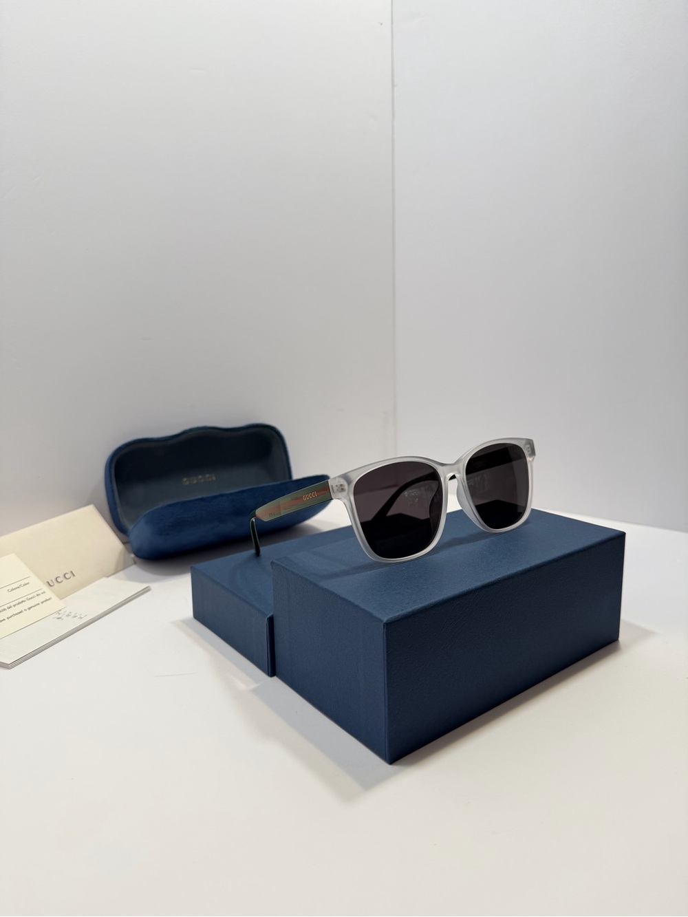 Gucci Clear Frame Black Lens Sunglasses